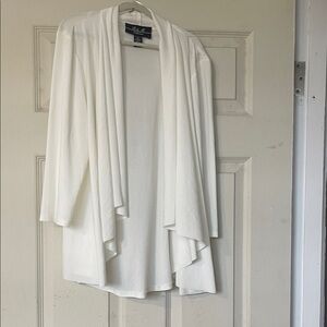 Chico's Cream Draped Open-Front Cardigan